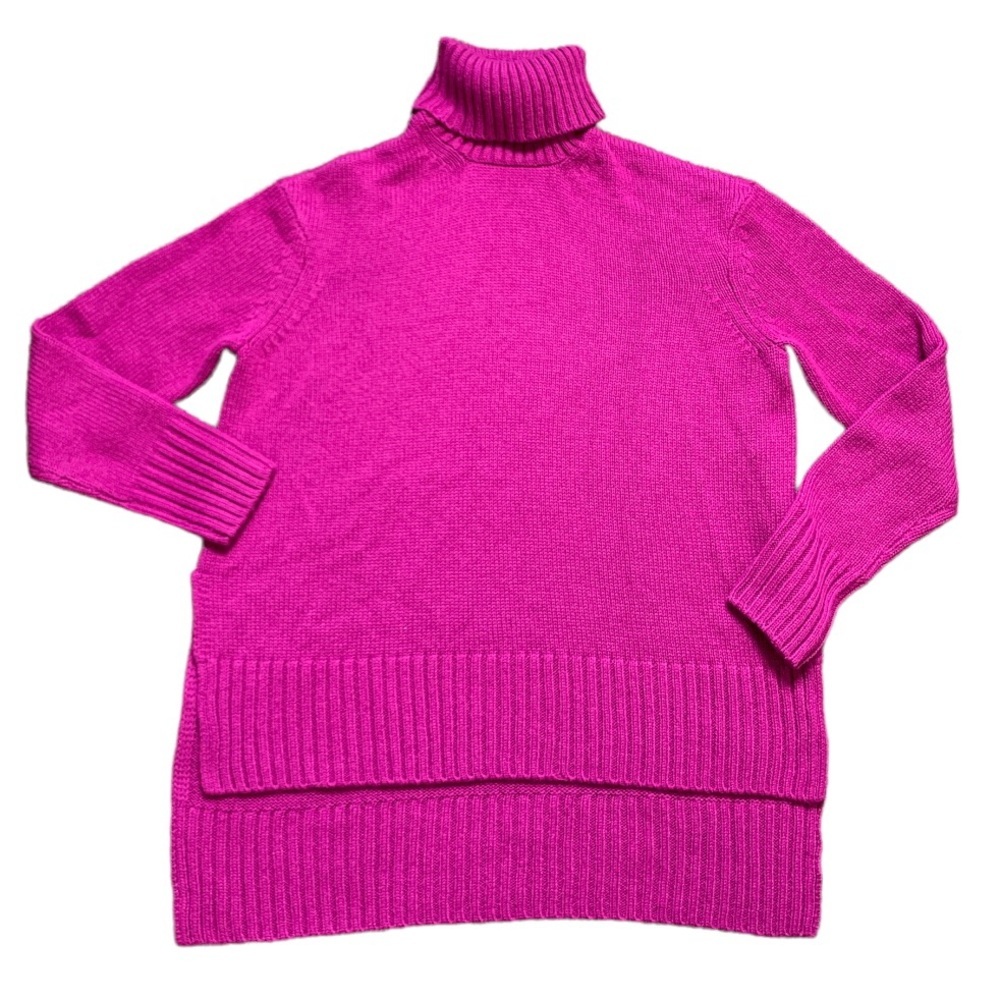 JOE FRESH Barbiecore Chunky Knit Hi-Lo Turtleneck Sweater S - Picture 3 of 10